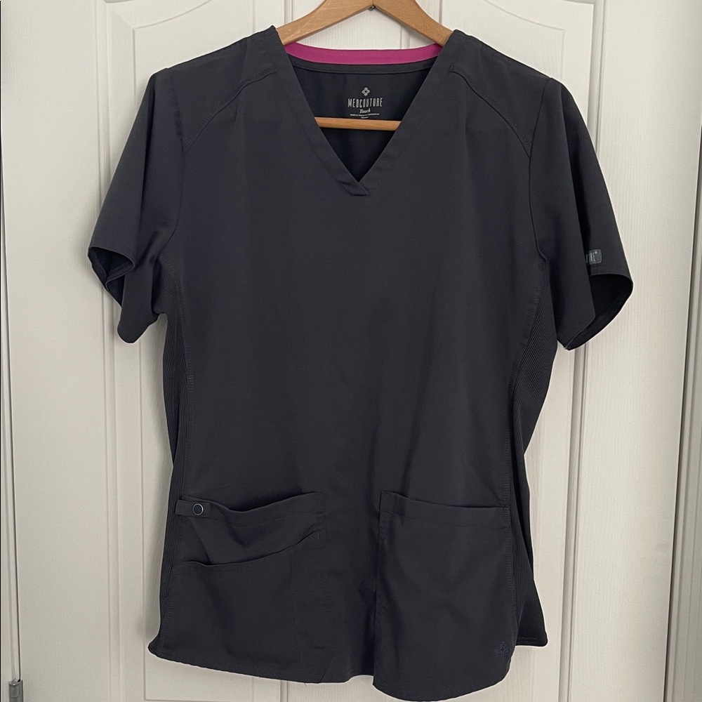 Med Couture Charcoal V-Neck Scrub Top